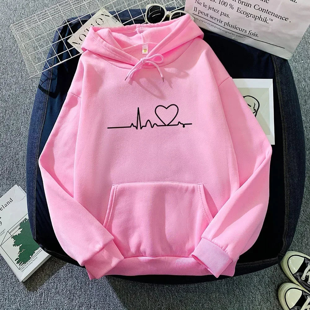 2026 Autumn Winter Women Fleece Hoodies Thick Warm Female Long Sleeve Hooded Sweatshirts Casual Print Lady Loose Pullover Tops