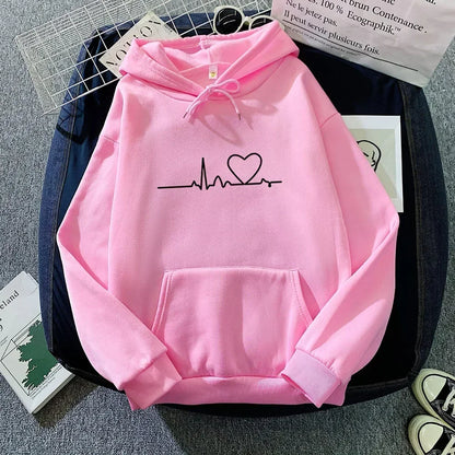 2026 Autumn Winter Women Fleece Hoodies Thick Warm Female Long Sleeve Hooded Sweatshirts Casual Print Lady Loose Pullover Tops