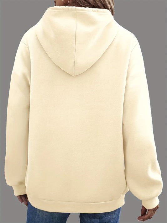 Women's autumn and winter warm and loose🥰 casual heart-shaped❤️ cross pattern printed velvet long sleeved hooded sweatshirt