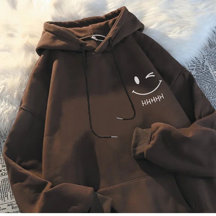 Cozy “Smiley Mood” Oversized Hoodie – Aesthetic Soft Grunge Unisex Pullover.