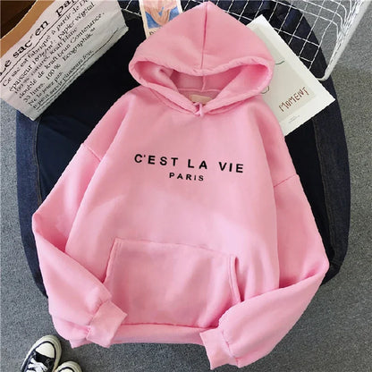 2026 Autumn Winter Women Fleece Hoodies Thick Warm Female Long Sleeve Hooded Sweatshirts Casual Print Lady Loose Pullover Tops