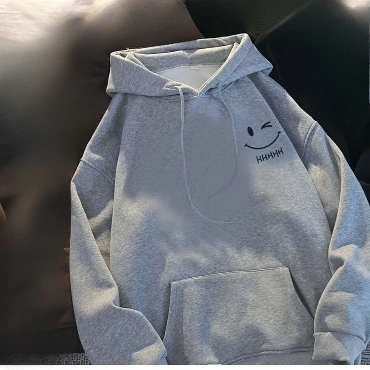 Cozy “Smiley Mood” Oversized Hoodie – Aesthetic Soft Grunge Unisex Pullover.
