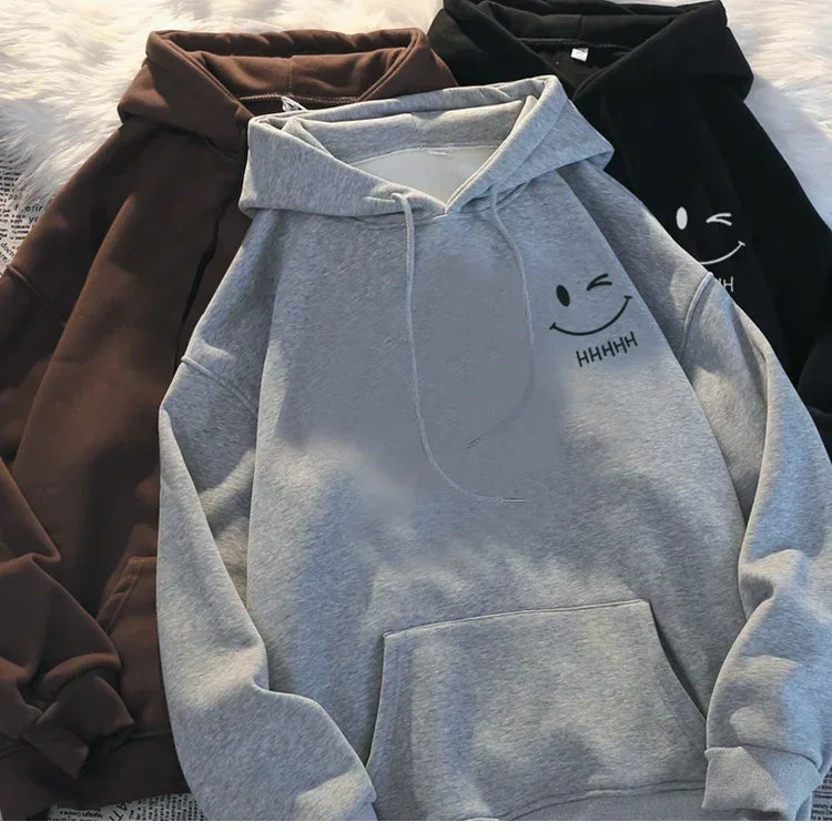 Cozy “Smiley Mood” Oversized Hoodie – Aesthetic Soft Grunge Unisex Pullover.