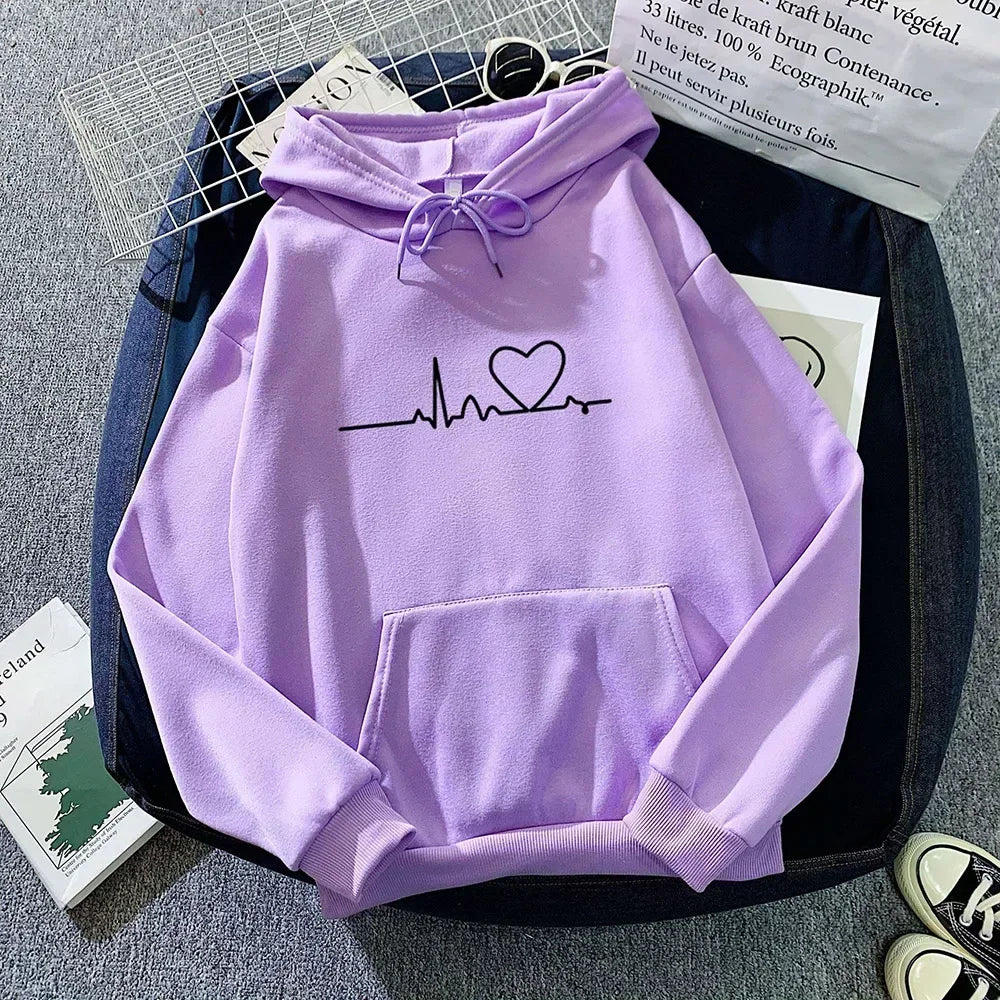 2026 Autumn Winter Women Fleece Hoodies Thick Warm Female Long Sleeve Hooded Sweatshirts Casual Print Lady Loose Pullover Tops